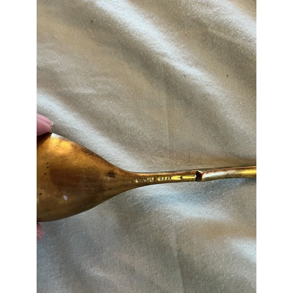 Vintage Leonard Silverware Serving Spoon Bird Detail Made in Italy